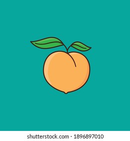 Peach fruit with leaves vector illustration for Eat A Peach Day on August 22. healthy fruit symbol.