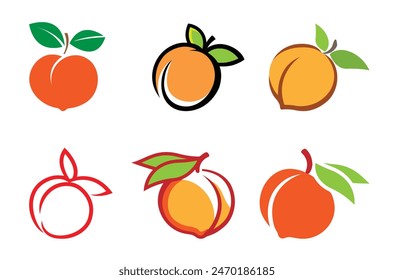 Peach fruit logo collection vector design icons symbol illustration	