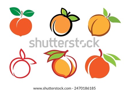 Peach fruit logo collection vector design icons symbol illustration	