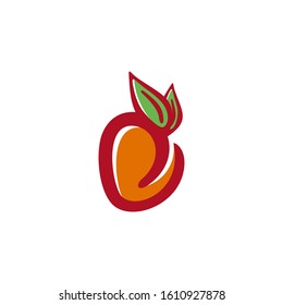 peach fruit logo design template
