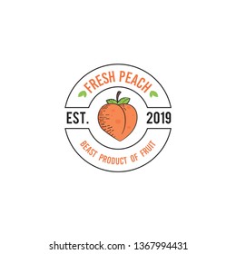Peach fruit logo template vector. Fresh fruit logo concept. Vintage logo vector