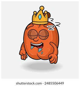 Peach Fruit Mascot Character Cartoon With Sleep expression. For brand, label, packaging and product. Vector Illustration