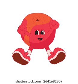 Peach fruit mascot logo retro character illustration