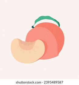 Peach Fruit, minimalistic illustration. Botanical elements for design.