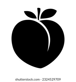 Peach fruit or nectarine with leaf flat vector icon for food apps and websites isolated