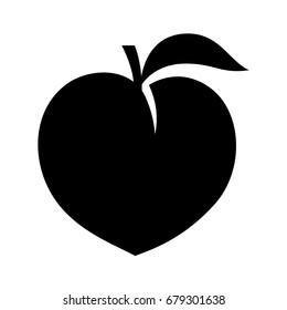 Peach fruit or nectarine with leaf flat vector icon for food apps and websites