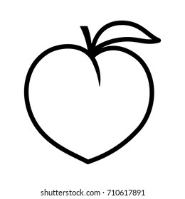 Peach fruit or nectarine with leaf line art vector icon for food apps and websites