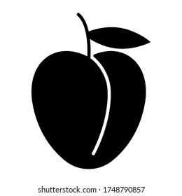 Peach fruit or nectarine with leaf vector flat icon for apps and websites