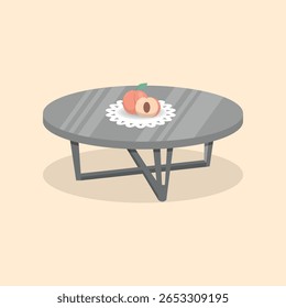 Fruta de melocotón en el Vector de diseño de ilustración de mesa redonda