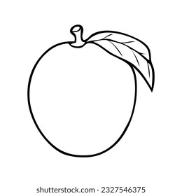 peach fruit outline vector illustration,
isolated on white background.Top view