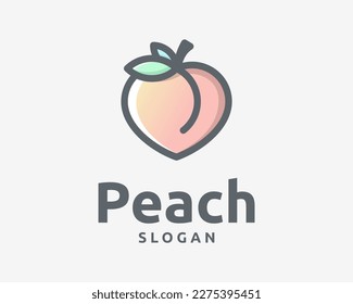 Peach Fruit Peaches Fresh Delicious Sweet Juicy Food Cute Cartoon Funny Modern Vector Logo Design