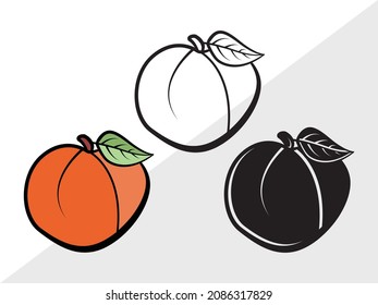 Peach Fruit Printable Vector Illustration svg