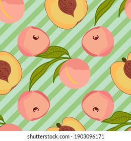 Peach fruit repeat vector pattern