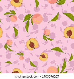 Peach fruit repeat vector pattern