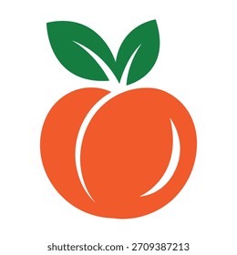 Peach Fruit Silhouette Vector Design Illustration in flat style isolated on white background