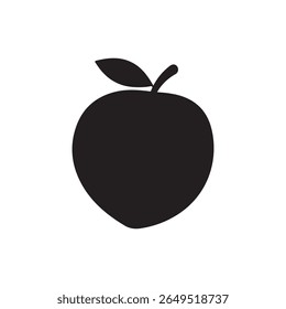 Peach fruit silhouette vector icon isolated on white background