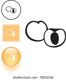Symbol für Pfirsichfrucht und Knopf