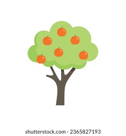 Peach fruit tree icon flat vector. Garden plant. Harvest farm isolated
