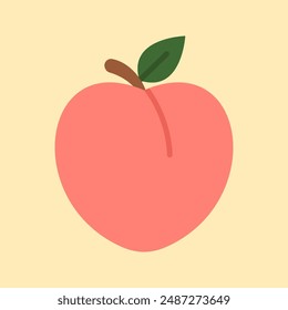 Peach Fruit Vector Illustration. Fruit Icon Concept Isolated. Flat Cartoon Style Suitable for Web Landing Page, Banner, Flyer, Sticker, Card