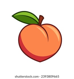 Peach fruit vector isolated on white background