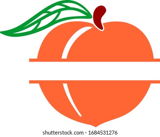 Peach fruit vector, Peach monogram, Nectarine, egzotic fruit, Isolated on White background, Peach, Vector illustration, Fresh peach