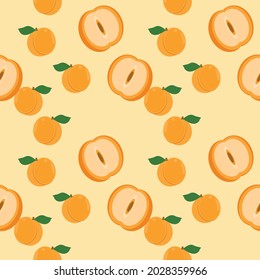 peach fruite seamless pattern on orange background