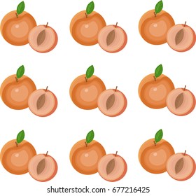 Peach fruits pattern Vector summer template background