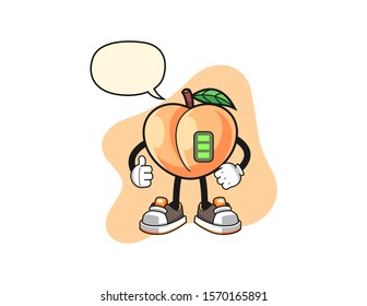 Peach full power with speech bubble cartoon. Mascot Character vector.
