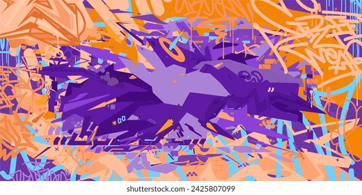 Peach Fuzz Abstract Cyberpunk Urban Style Hiphop Graffiti Street Art Vector Background
