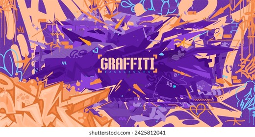 Peach Fuzz Abstract Cyberpunk Urban Style Hiphop Graffiti Street Art Vector Background