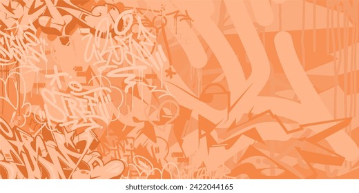 Peach Fuzz Abstract Urban Style Hiphop Graffiti Street Art Vector Background Template