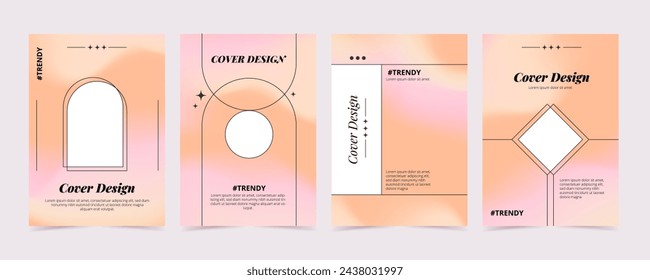 Peach fuzz background collection. Trendy color of the year 2024, cover template. Vector illustration