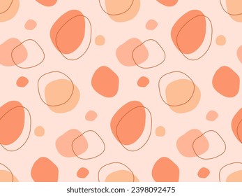 Peach Fuzz background. Spot and line seamless pattern. Abstract geometric freehand textured. Various shapes in 2024 color background. Modern vector For wallpaper, wrapping paper, textile, scrapbooking