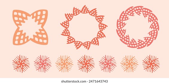 Peach fuzz botanical set texture vector motif with color of the year two tone effect. Soft fresh modern design for hand drawn illustration collection. 