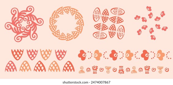 Peach fuzz botanical set texture vector motif with color of the year two tone effect. Soft fresh modern design for hand drawn illustration collection. 