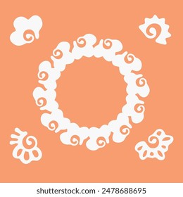 Motivo de Vector de textura de conjunto botánico de pelusa de melocotón con efecto de dos tonos de color del año. Diseño moderno fresco suave para la colección dibujada a mano de la ilustración. 
