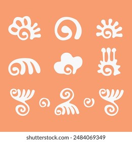 Peach fuzz botanical set texture vector motif with color of the year two tone effect. Soft fresh modern design for hand drawn illustration collection. 