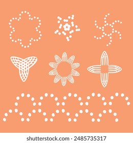 Pfirsich Fuzz botanische Set Textur Vektorgrafik Motiv mit Farbe des Jahres zwei Ton-Effekt. Soft frisches modernes Design für handgezeichnete Illustration Kollektion. 