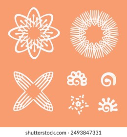 Peach fuzz botanical set texture vector motif with color of the year two tone effect. Soft fresh modern design for hand drawn illustration collection. 