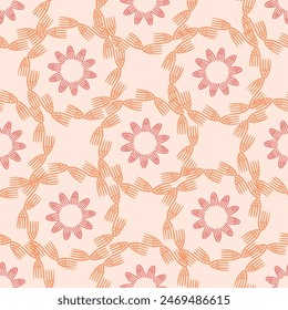 Peach fuzz botanical texture vector background with color of the year two tone linen fabric effect. Soft fresh modern design for all over decor, wallpaper and on trend repeat tile textures. 