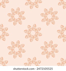 Peach fuzz botanical texture vector background with color of the year two tone linen fabric effect. Soft fresh modern design for all over decor, wallpaper and on trend repeat tile textures. 