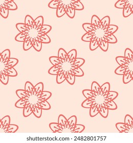 Peach fuzz botanical texture vector background with color of the year two tone linen fabric effect. Soft fresh modern design for all over decor, wallpaper and on trend repeat tile textures. 