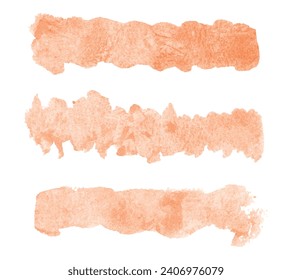 Peach fuzz color watercolor vector brush on isolated bakcground. Color of the year 2024