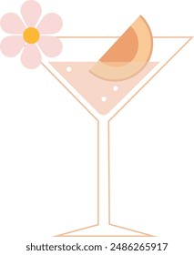 Peach fuzz drink cocktail glass - isolated vector illustration