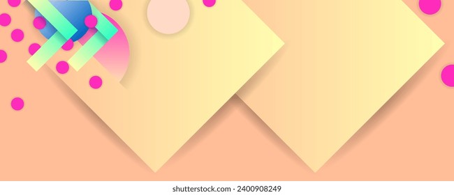 Peach Fuzz juicy colors background with geometric elements, lines and dots for text, universal design, banner concept