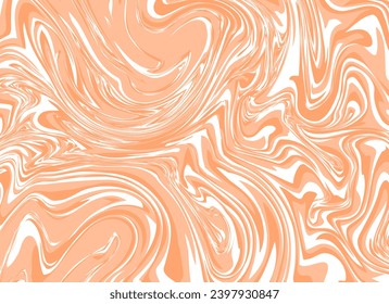 Peach fuzz liquid marbled background. Vector illustration
