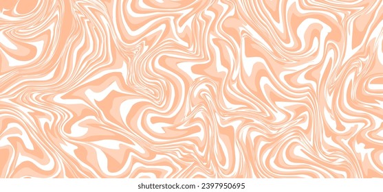 Peach fuzz liquid marbled background. Vector illustration