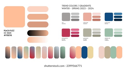 Peach Fuzz New fashion color and gradients trend 2024 2025. Color palette forecast of the future color trend and gradients new color combinations Winter 2024