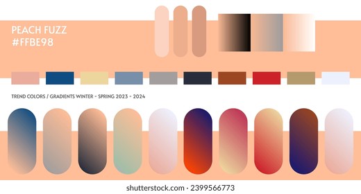 Nuevo color de moda y tendencia de gradientes 2024 2025. Previsión de paleta de color de la tendencia de color futura y degradados nuevas combinaciones de colores Invierno 2024