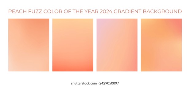 Peach fuzz. Set of vector gradient backgrounds in trendy light warm color of the year. For covers, wallpapers, branding, social media and other modern projects.